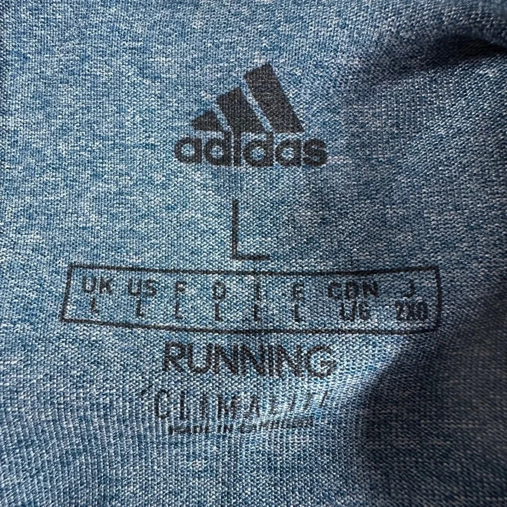 Adidas Pullover Mens L Large Blue Climalite Running 1/4 Zip Long Sleeve Shirt